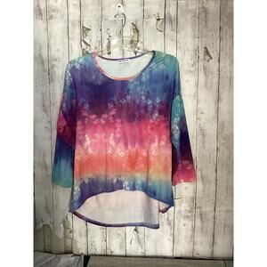 Beyond This Plane Multicolor 3/4 Sleeve Tee Size Large for Women